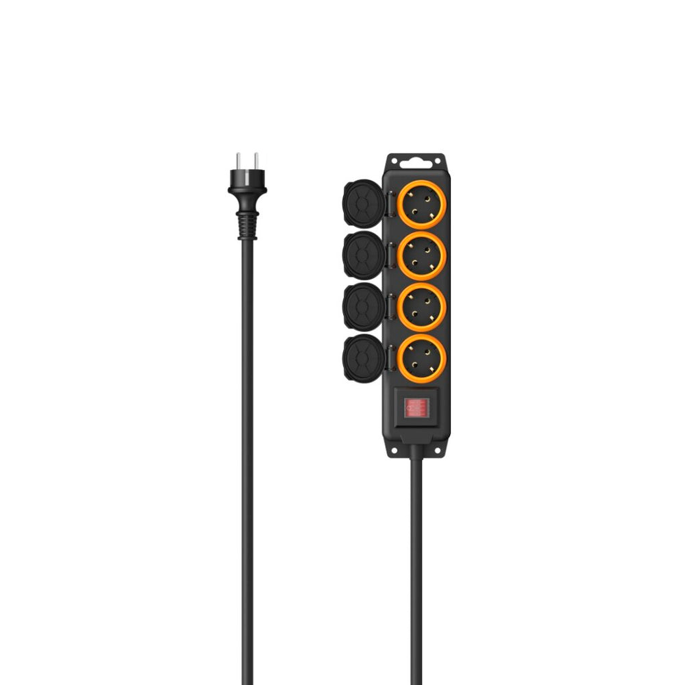 Hama 4-way outdoor socket IP44 switch wall mounting 2 m black.