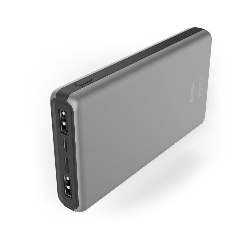 Hama power pack alu15hd 15000mah 3 outputs: 1x USB-C 2x USB-A silver