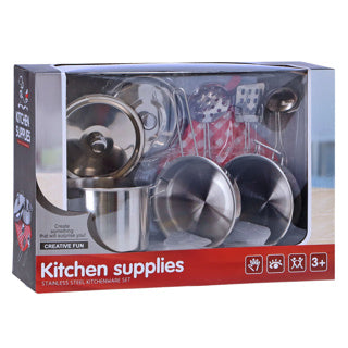 No brand kitchen play set stainless steel 9 pieces