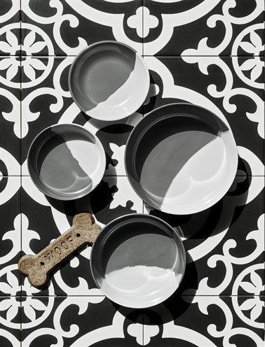Tarhong Dog Bowl Dual Melamine Grey White