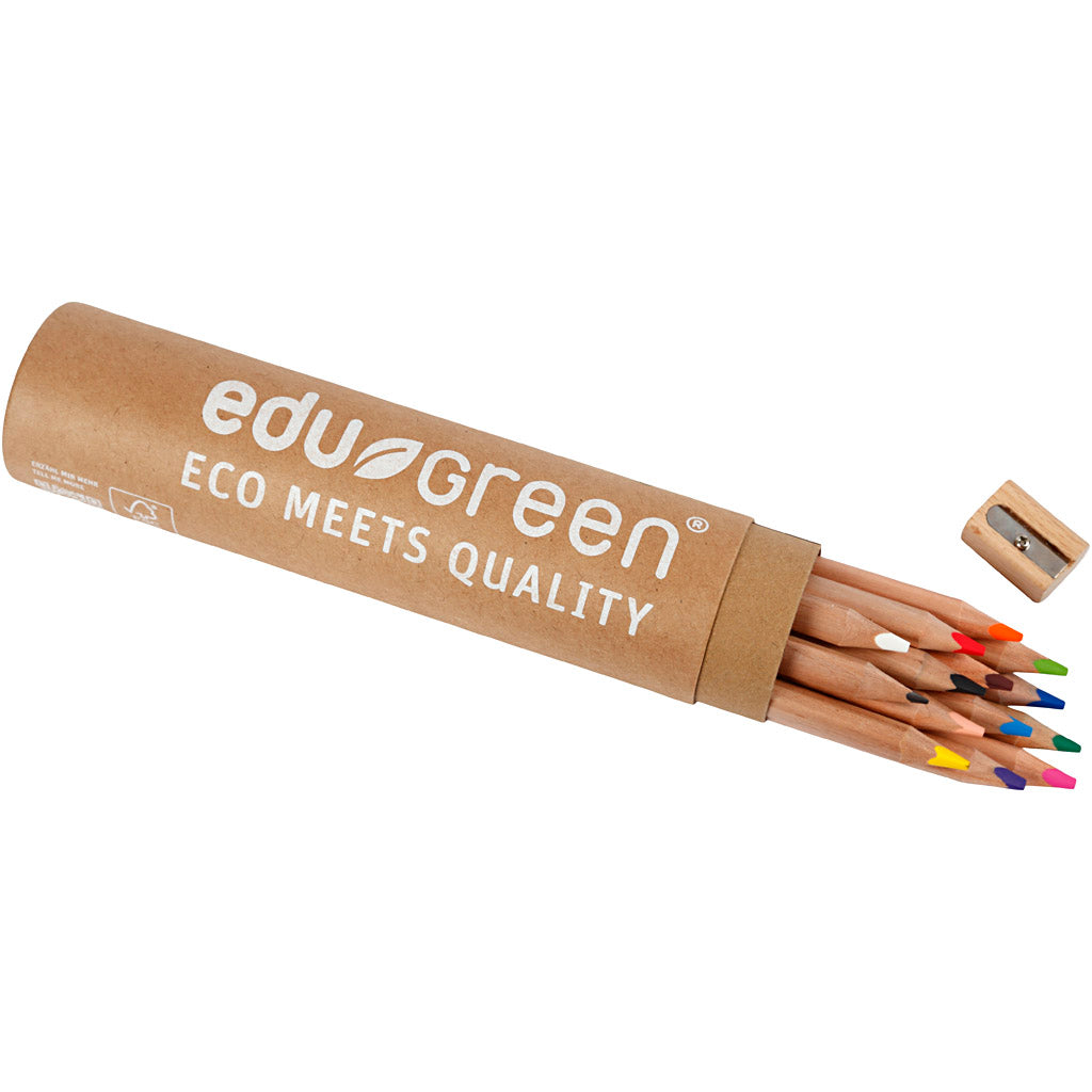 Edu3 edugreen jumbo colored pencils, 5 mm lead, various colors, 12 pieces, 1 box