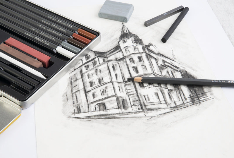 Eberhard faber ef-516916 drawing set efa tin case 16 pieces