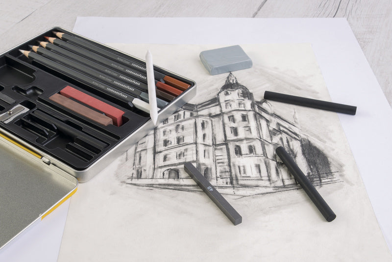 Eberhard faber ef-516916 drawing set efa tin case 16 pieces