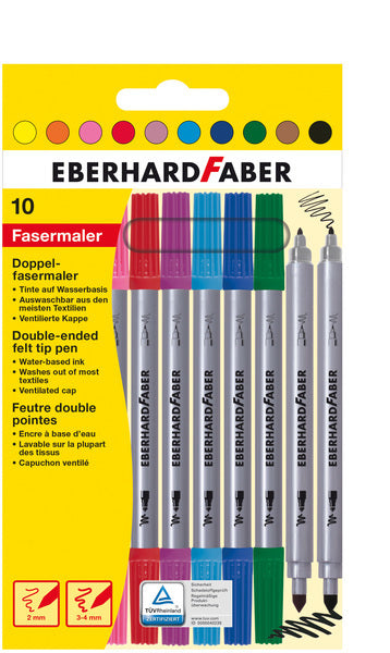 Eberhard faber ef-550010 felt-tip pens duo 0.8+1-3mm assorted case of 10 pieces