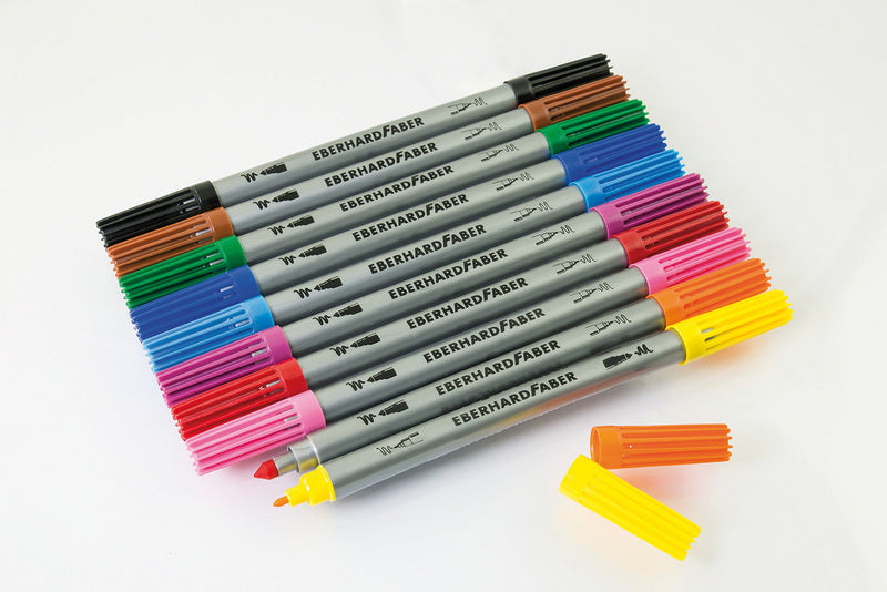 Eberhard faber ef-550010 felt-tip pens duo 0.8+1-3mm assorted case of 10 pieces