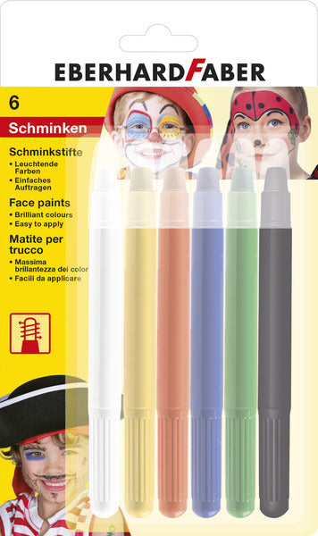 Eberhard faber ef-579107 schminkstiften draaibaar set 6 kleuren op blisterkaart