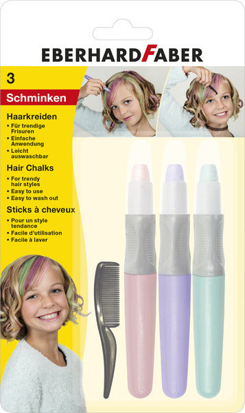 Eberhard faber ef-579202 hair chalk 3 pieces pink, purple, turquoise