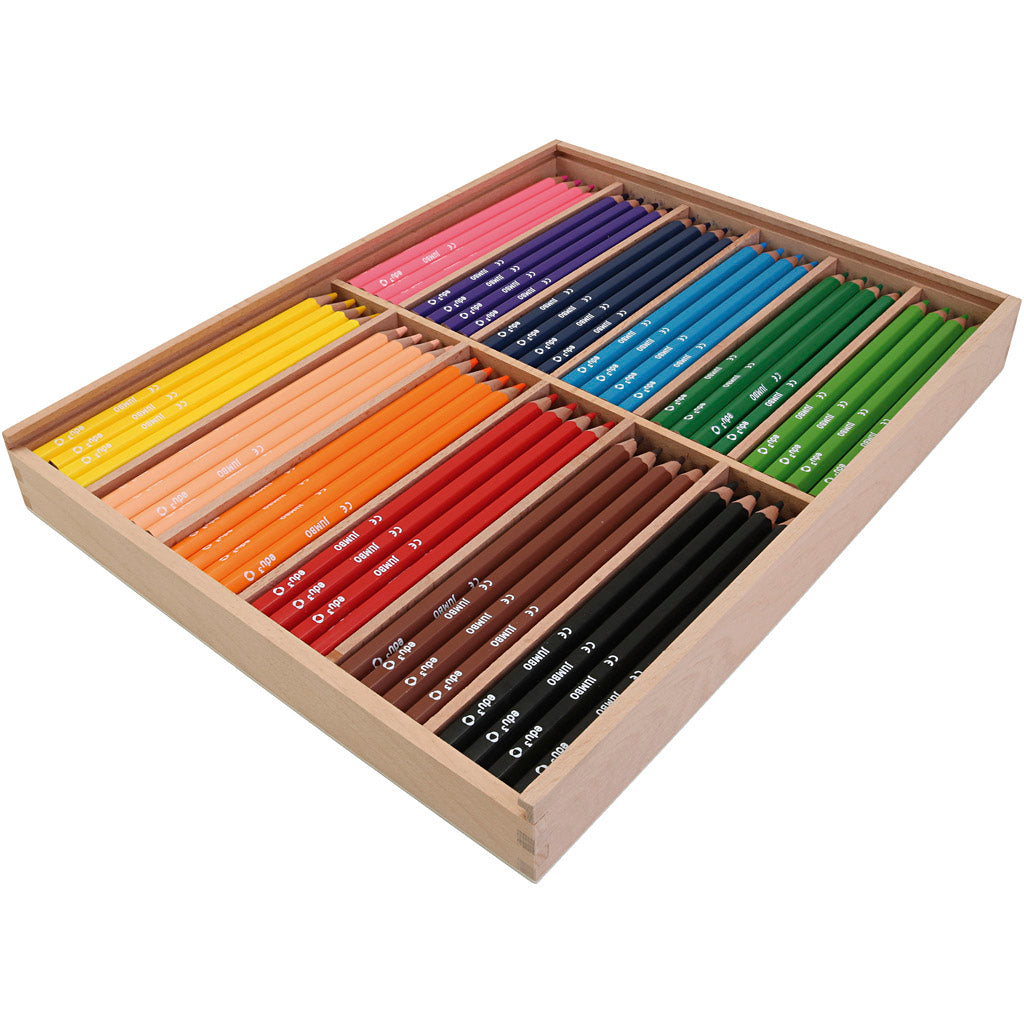 Edu3 edu jumbo colored pencils, 10 mm thick, 5 mm lead, approx. 144 pieces, assorted colors, 12x12 pieces, 1 box