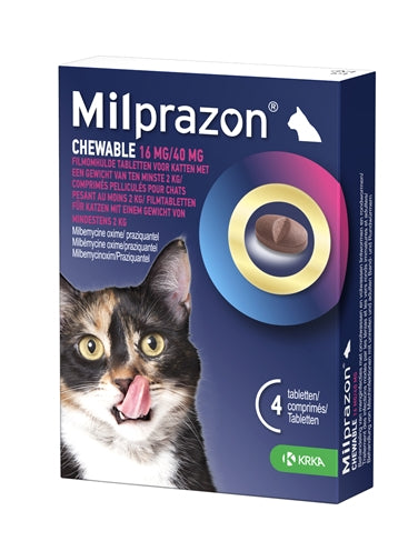 Krka Milprazon chewable deworming tablets for cats