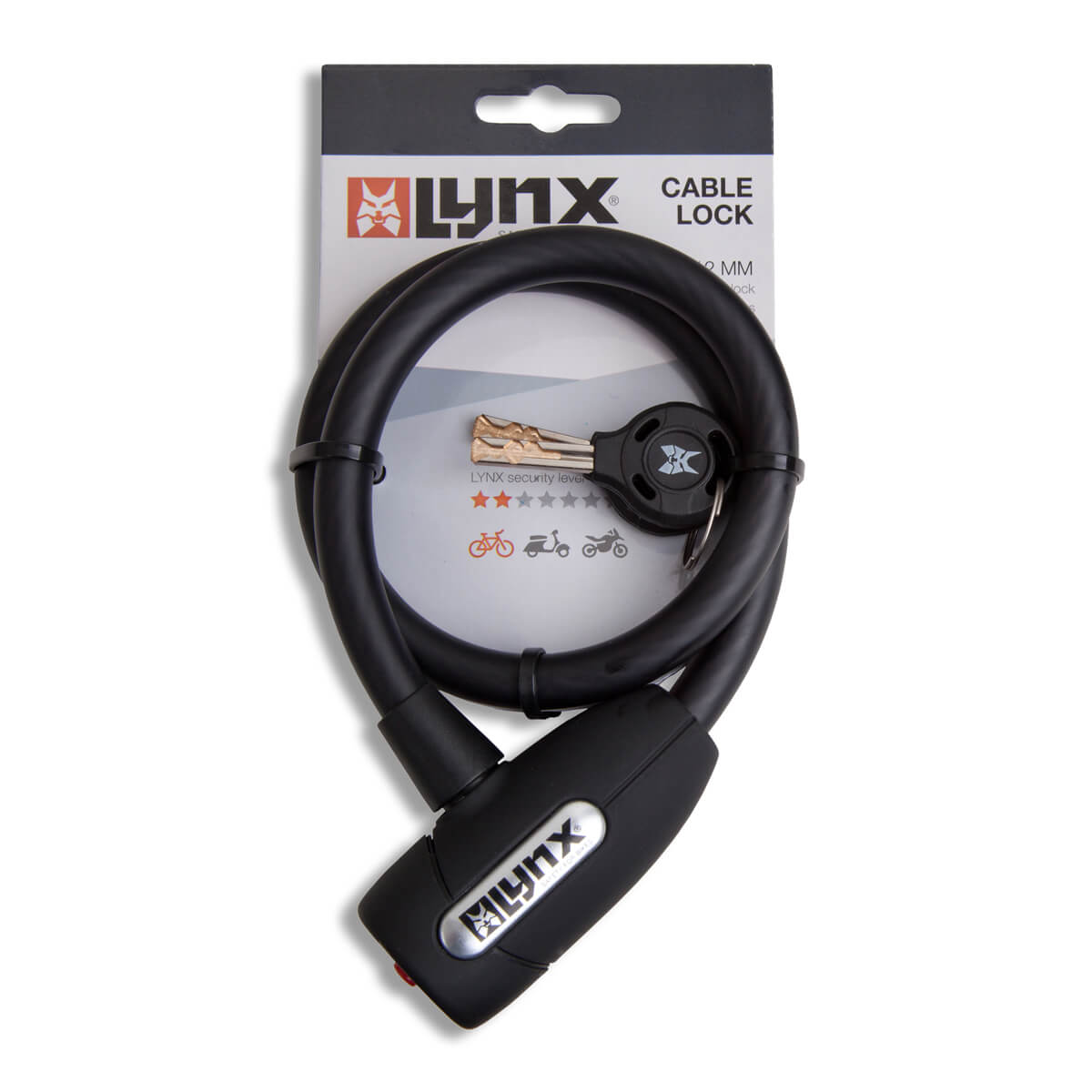 Bloqueo de cables Lynx 60 cm - Acero templado, clic automático, incluidas 2 teclas