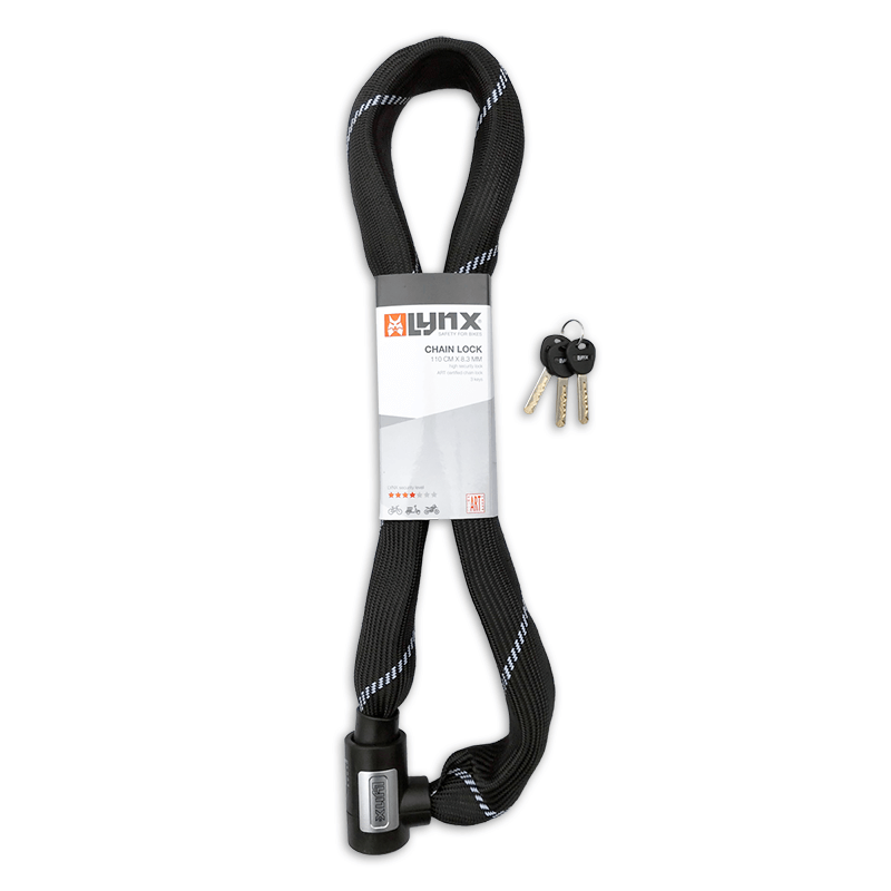 Lynx chain lock art-2 110 cm x 8.3 mm nylon cover black on card