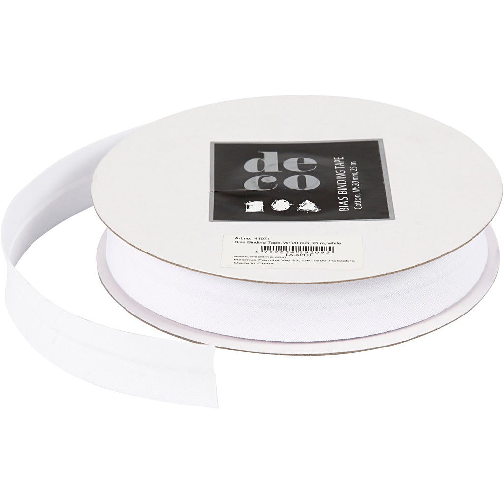 Creativ company bias tape, w: 20 mm, white, 25 m 1 roll