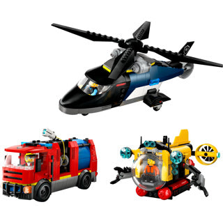 Lego city 60462 helicopter, fire truck and submarine remix