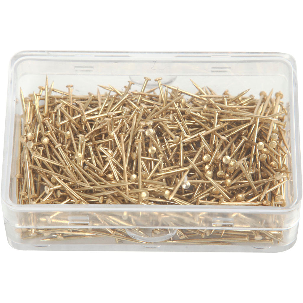 Creative company pins, length 16 mm, thickness 0.65 mm, approx. 500 pieces, gold, 35 g, 1 box