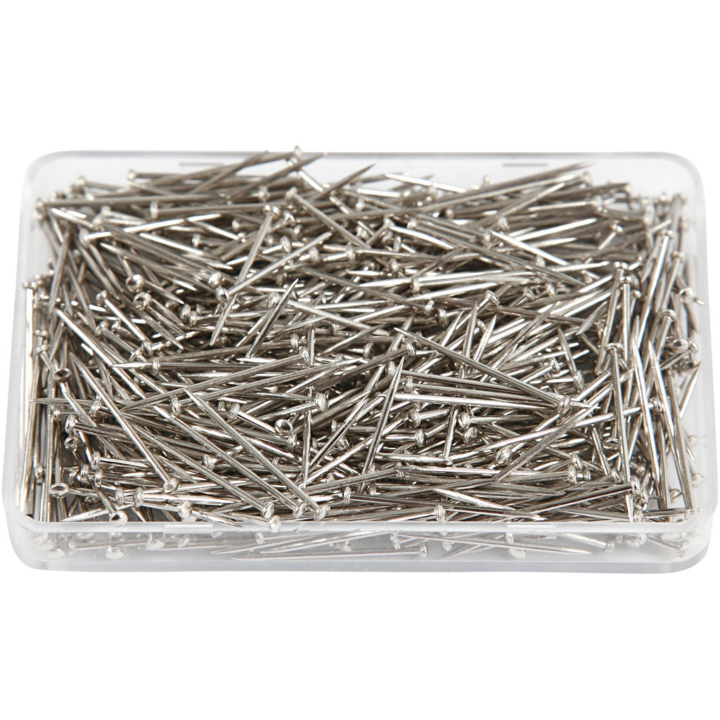 Creative company pins, length 16 mm, thickness 0.65 mm, approx. 500 pieces, silver, 35 g, 1 box