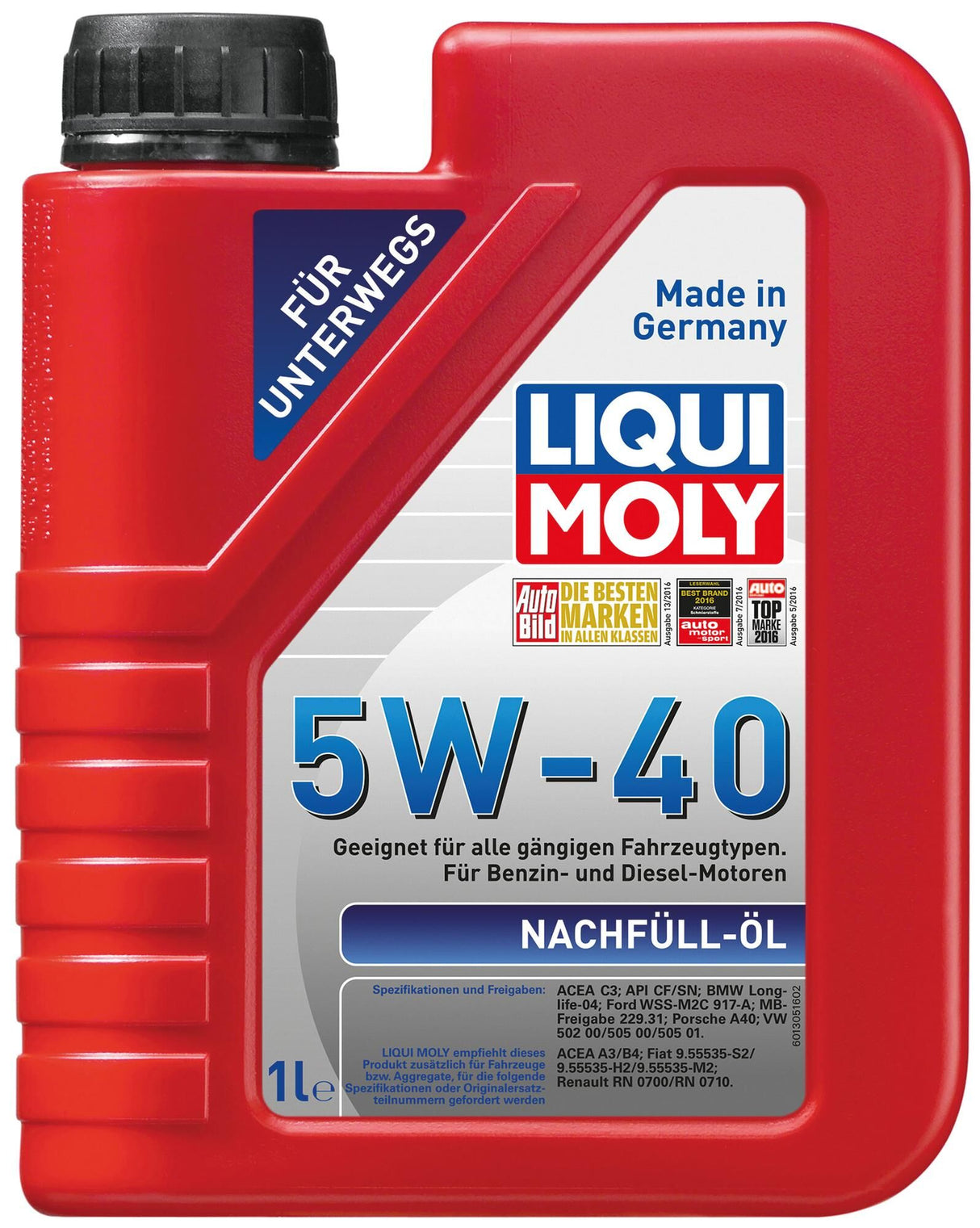 Liqui moly motor oil refill oil refill oil 5w40 1 ltr.