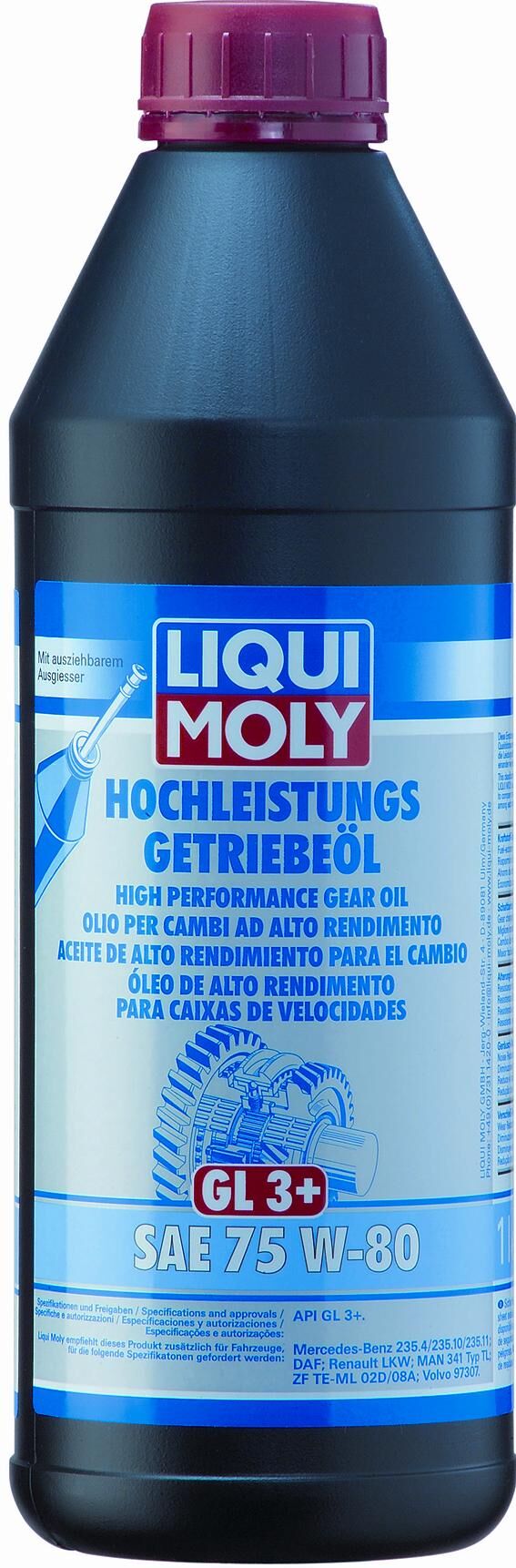 Liqui moly transmissieolie gl3+ gear oil gl3+ 1ltr. 75w-80