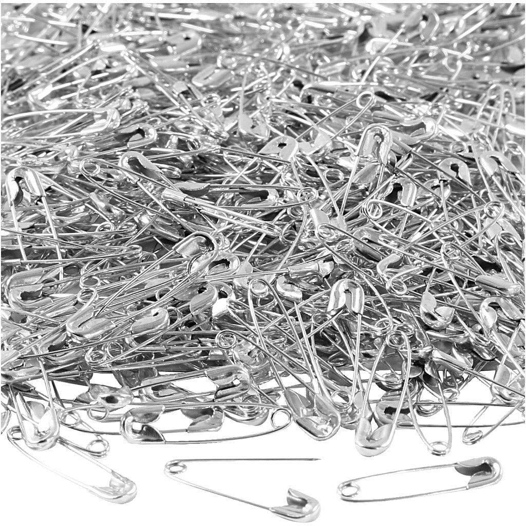 Creativ company safety pins, l: 22 mm, thickness 0.6 mm, silver, 500 pieces 1 box