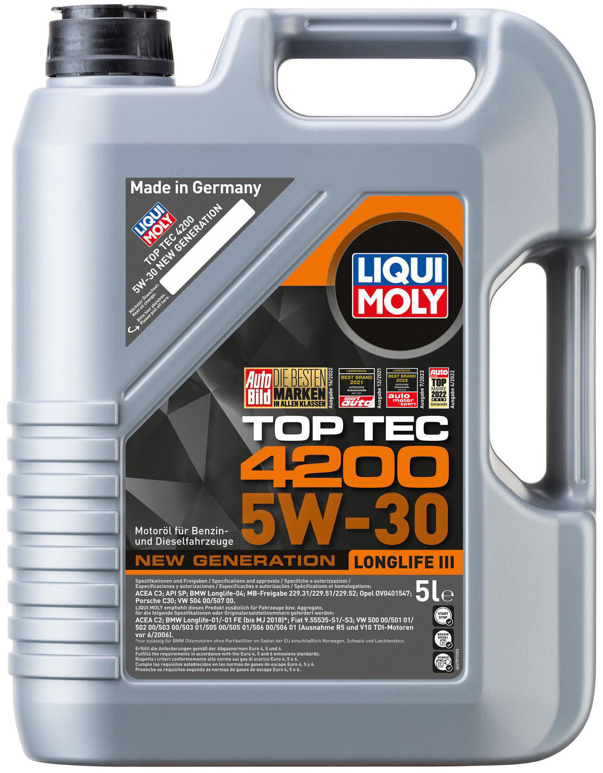 Liqui moly motor oil top tec 4200 new generation. top tech 4200 5w-30 5l motor oil