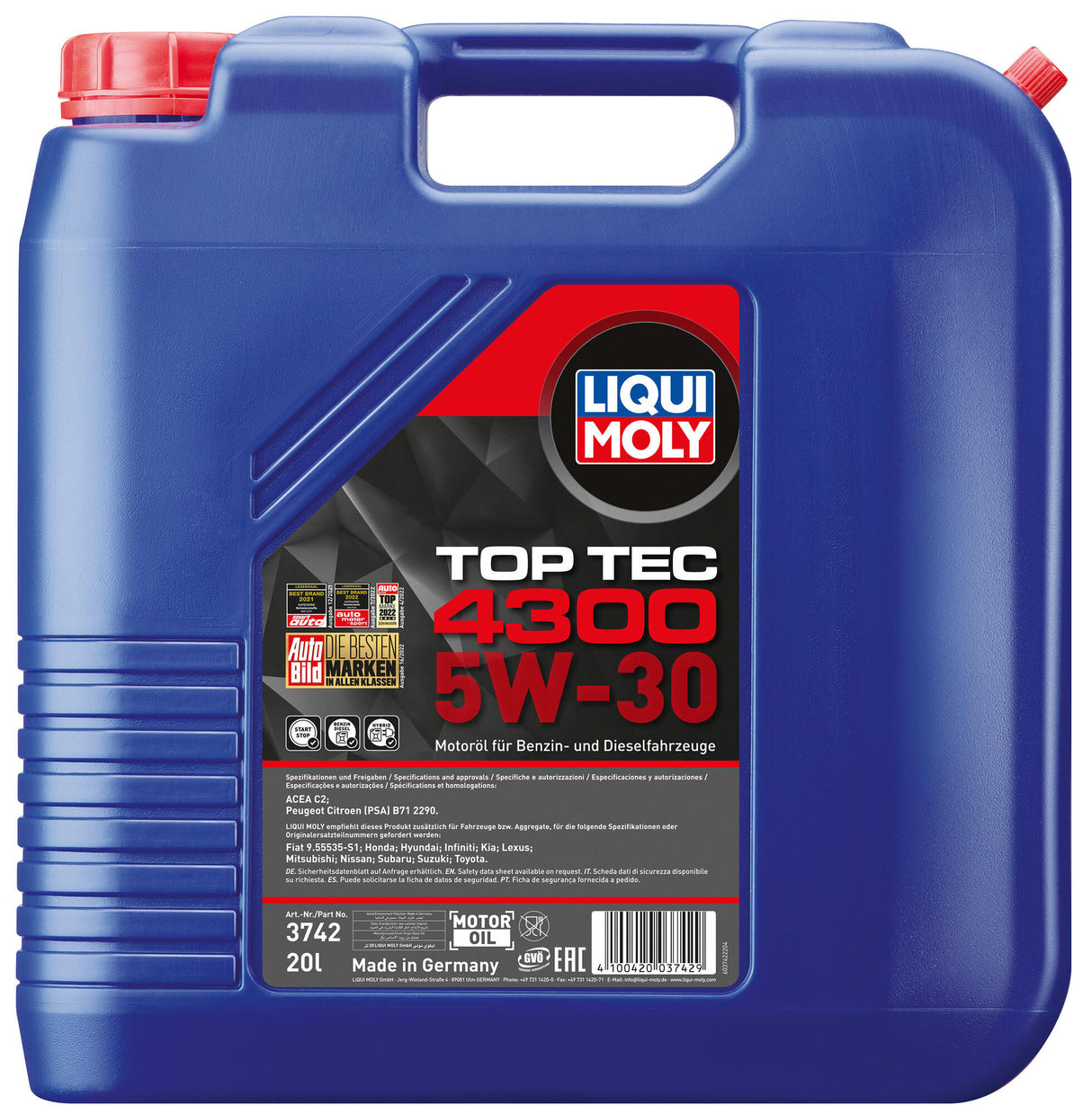 Liqui moly motor oil top tec 4300 . top tec 4300 20l 5w-30