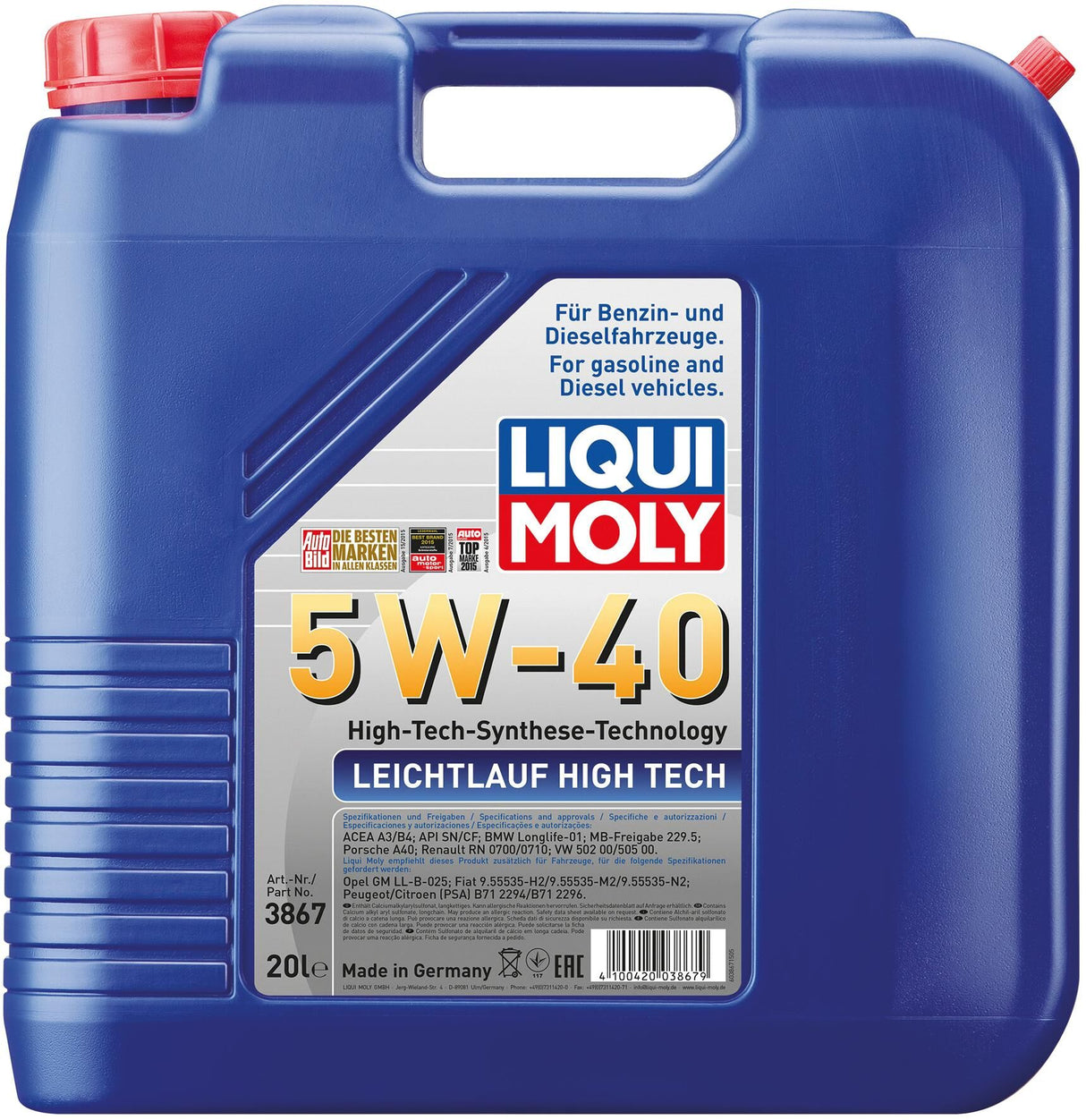 Liqui moly motor oil leichtlauf high tech ll high tech 20l 5w-40