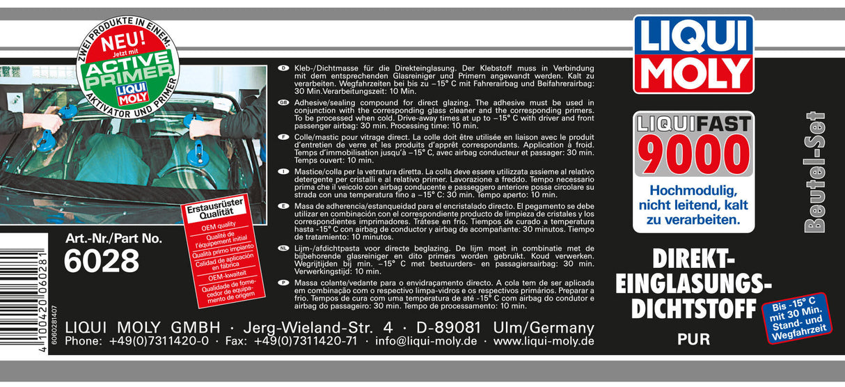Liqui moly window sticker liquifast 9000. window adhesive set liquifast 9000 set