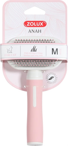 Zolux Anah slicker brush soft pink white