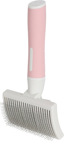 Zolux Anah retractable slicker brush pink and white