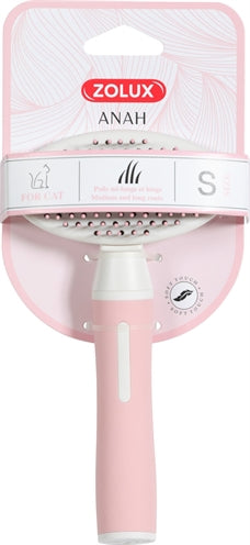 Zolux Anah slicker brush soft retractable pink white