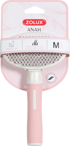 Zolux Anah slicker brush soft retractable pink white
