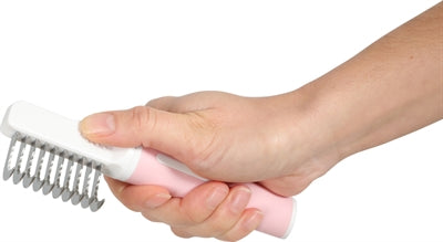 Zolux Anah detangling comb 10 blades pink white