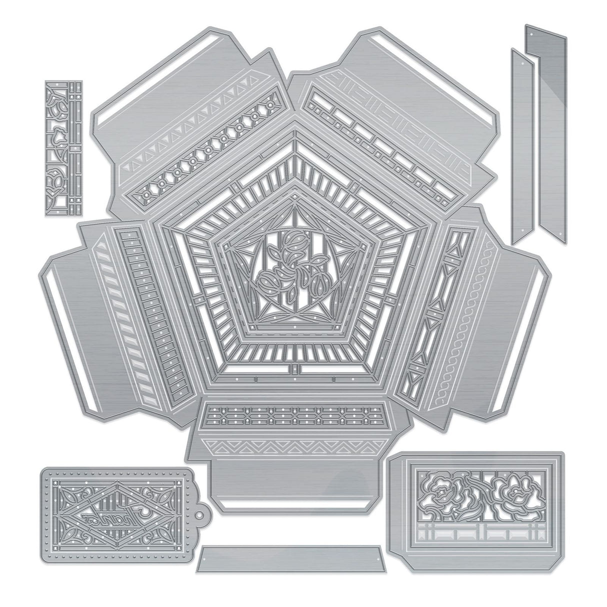 Tonic studios • dimensions die set crystal container pentagon base