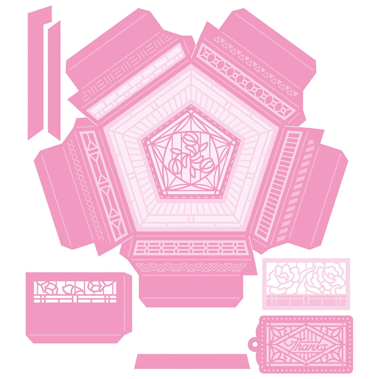 Tonic studios • dimensions die set crystal container pentagon base