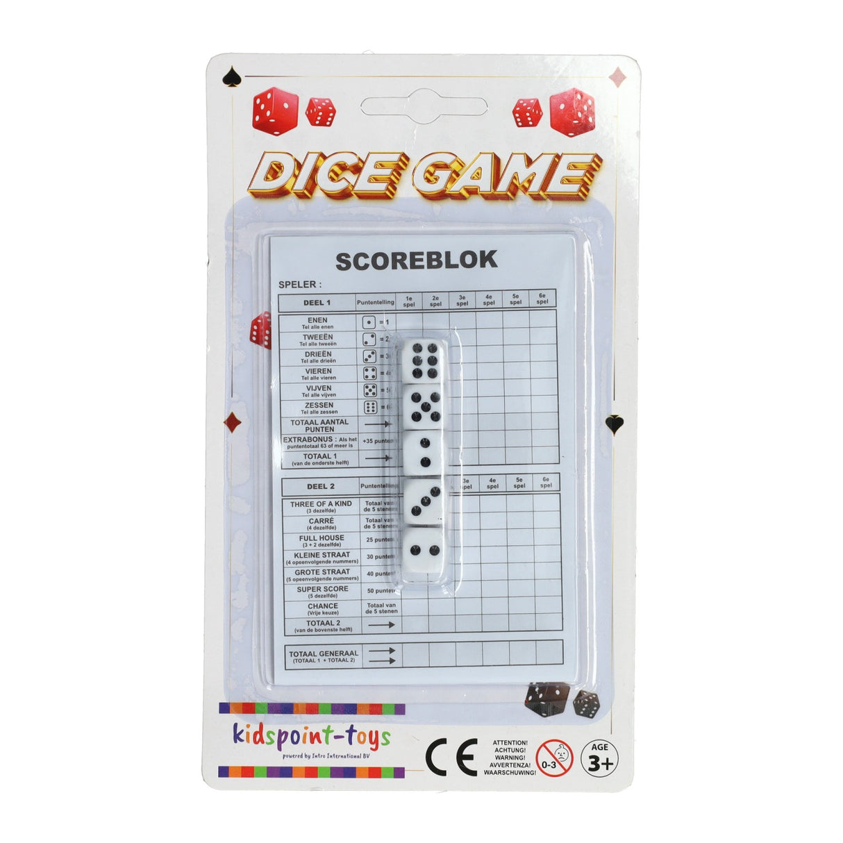 Dice game with score pad and 5 dice