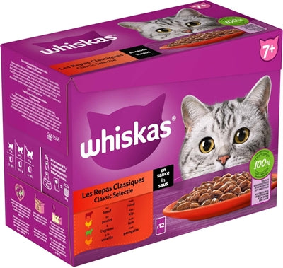 Whiskas whis multipack pochen Sélection de viande senior en saus