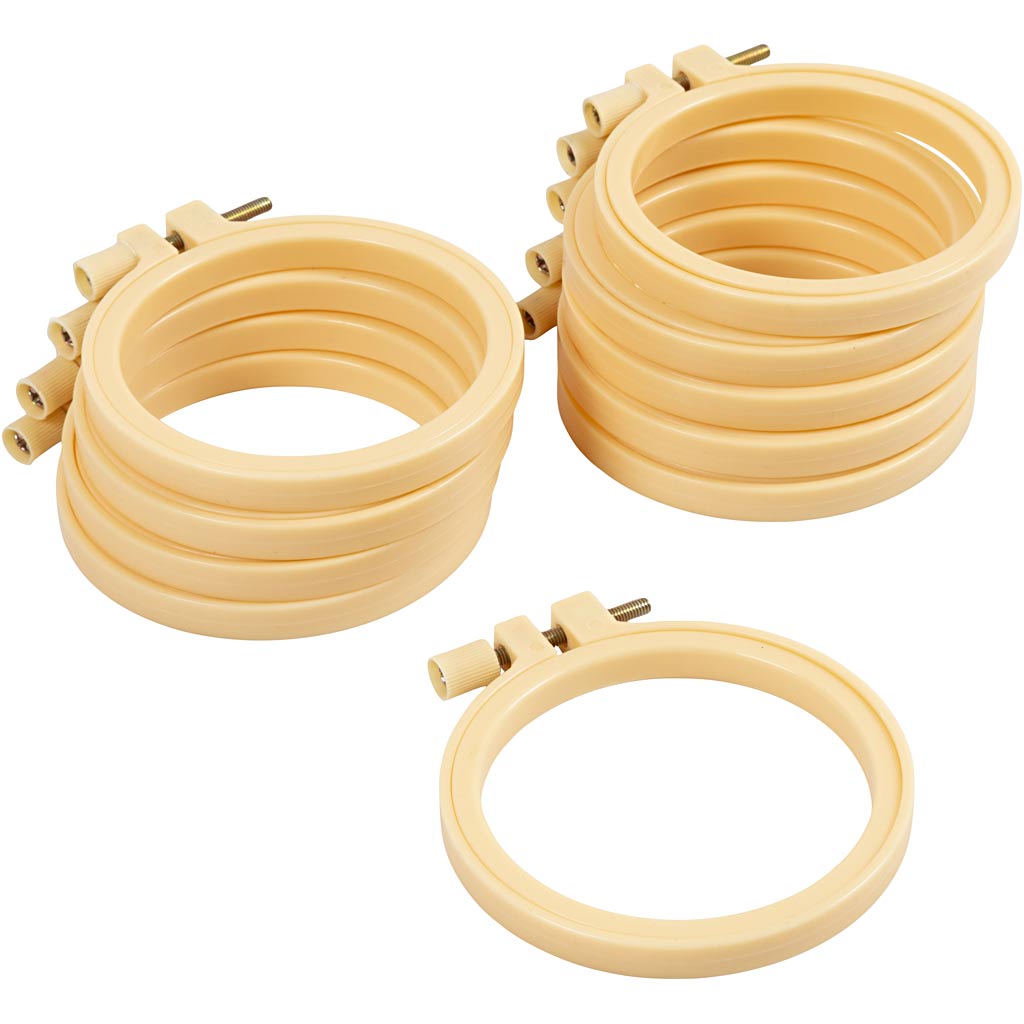 Creativ company embroidery frame, round, d 9.5 cm, 10 pieces in a box