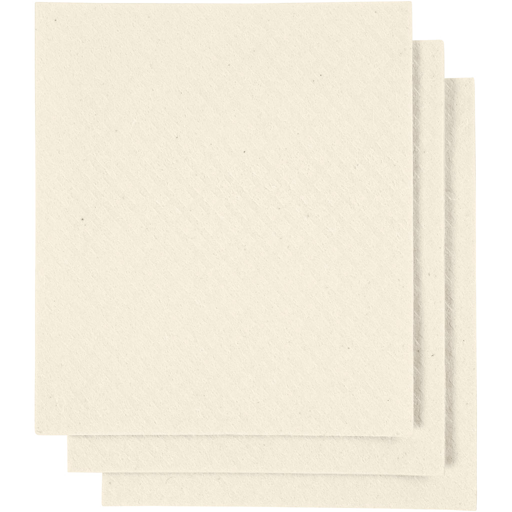 Creativ company sponge cloth, size 17x19.5 cm, off-white, 3 pieces in a box