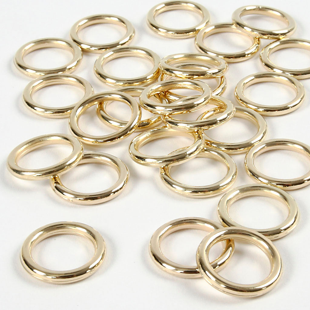 Creativ company plastic ring, size 15 mm, thickness 2 mm, gold, 25 pieces in a box