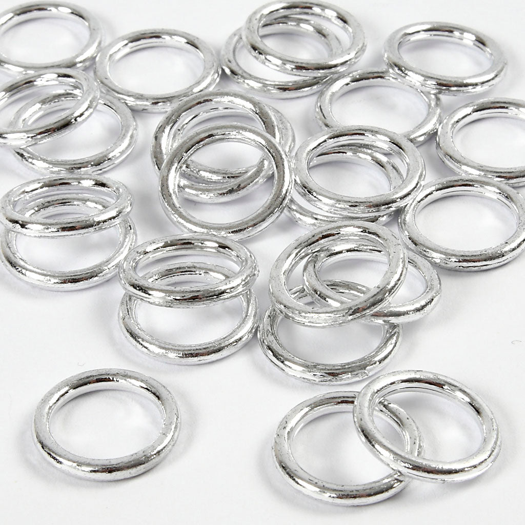 Creativ company plastic ring, size 15 mm, thickness 2 mm, silver, 25 pieces in a box