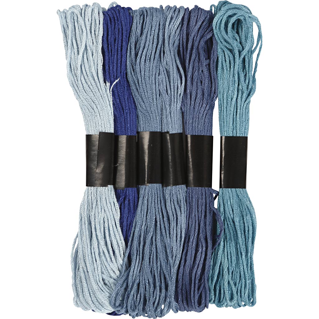 Creativ Company embroidery thread, thickness 1 mm, blue harmony, 6 balls per box