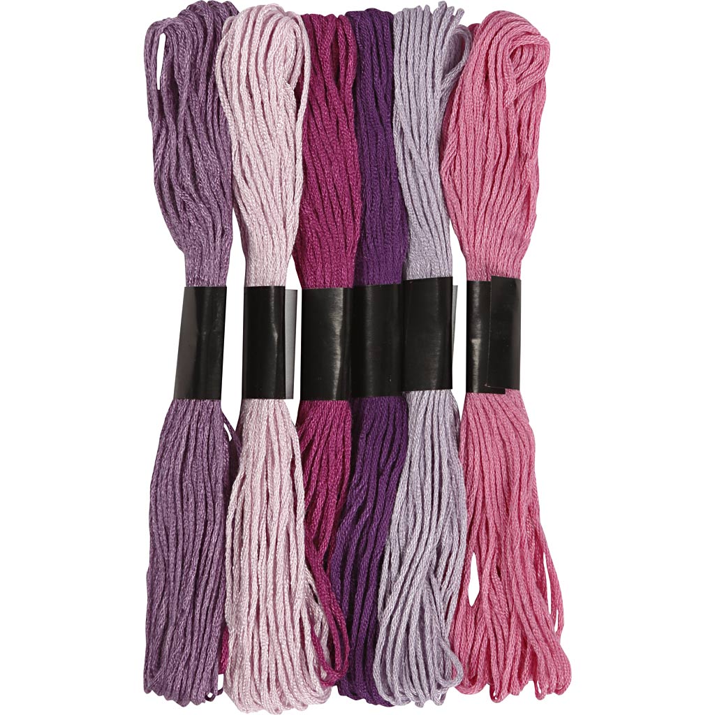 Creativ Company embroidery thread, thickness 1 mm, purple, 6 balls per box
