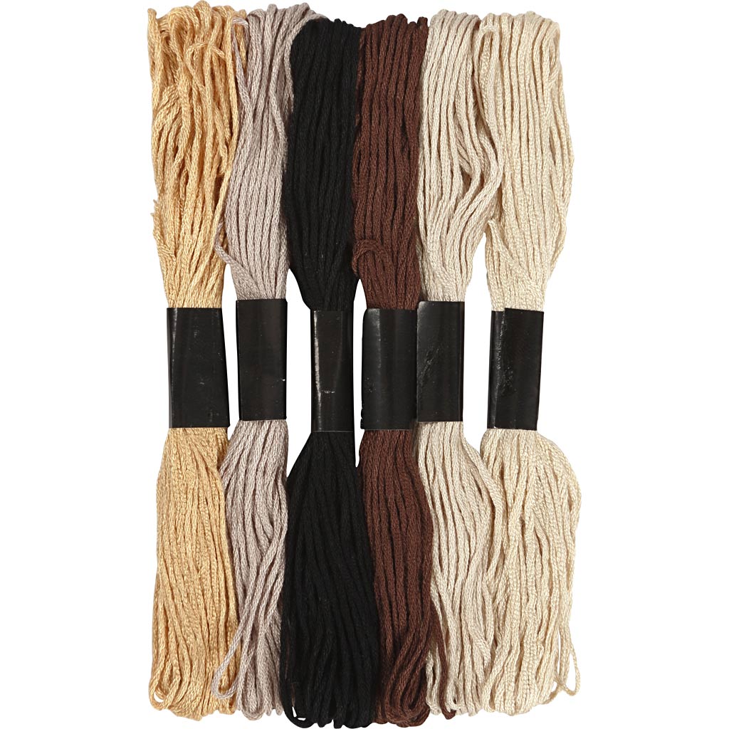 Creativ Company embroidery thread, thickness 1 mm, natural, 6 balls per box