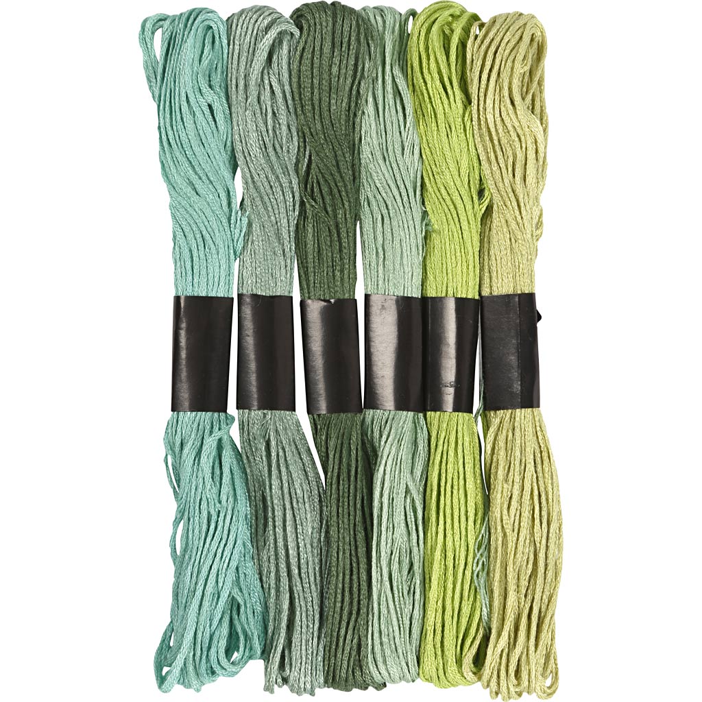 Creativ Company embroidery thread, thickness 1 mm, green, 6 balls per box