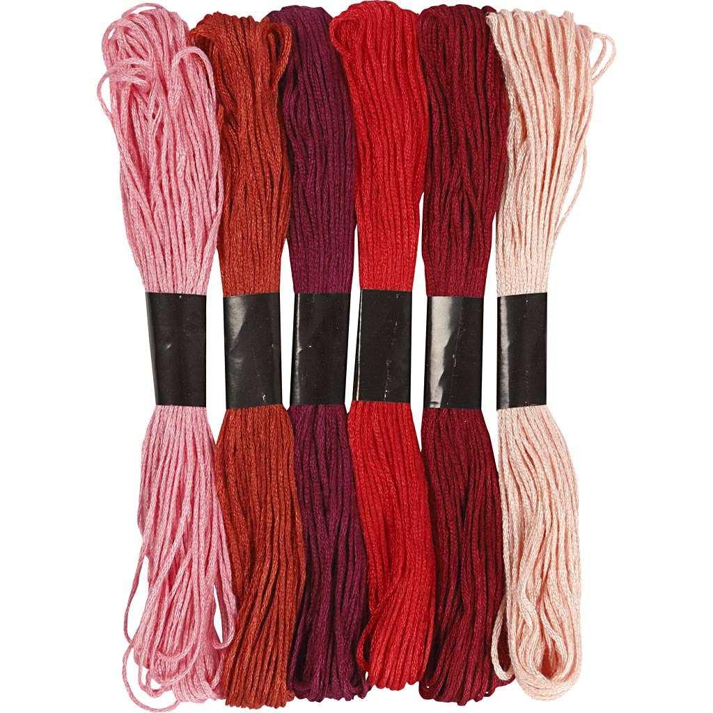 Creativ Company embroidery thread, thickness 1 mm, red harmony, 6 balls per box