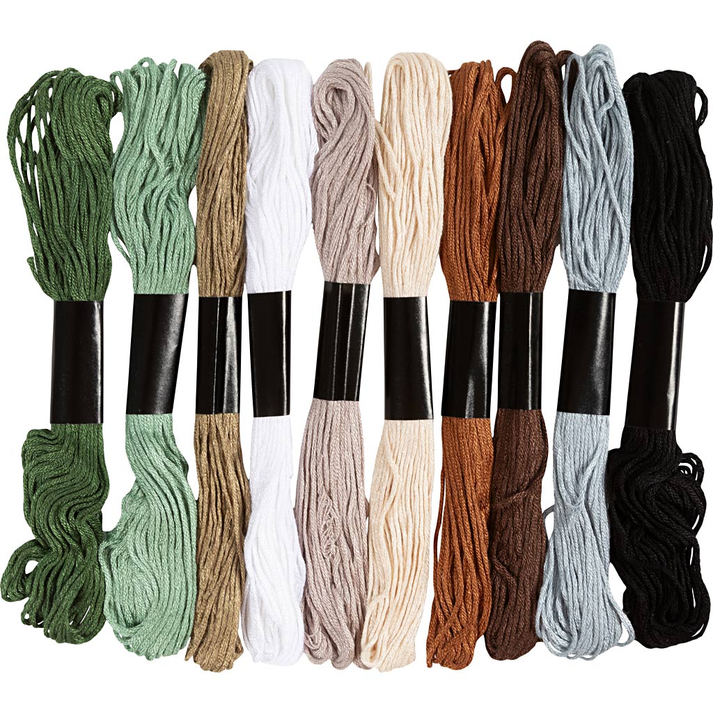 Creativ Company embroidery thread, 1 mm thick, natural colors, 10x8 m, 1 box