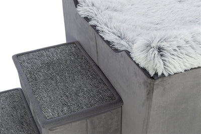 Trixie Dog Basket House Harvey med trappegrå hvid