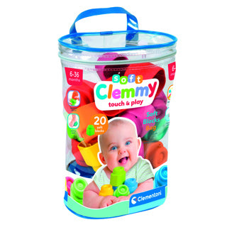 Clementoni baby mjuka clemmy block med förvaringpåse, 20dlg.