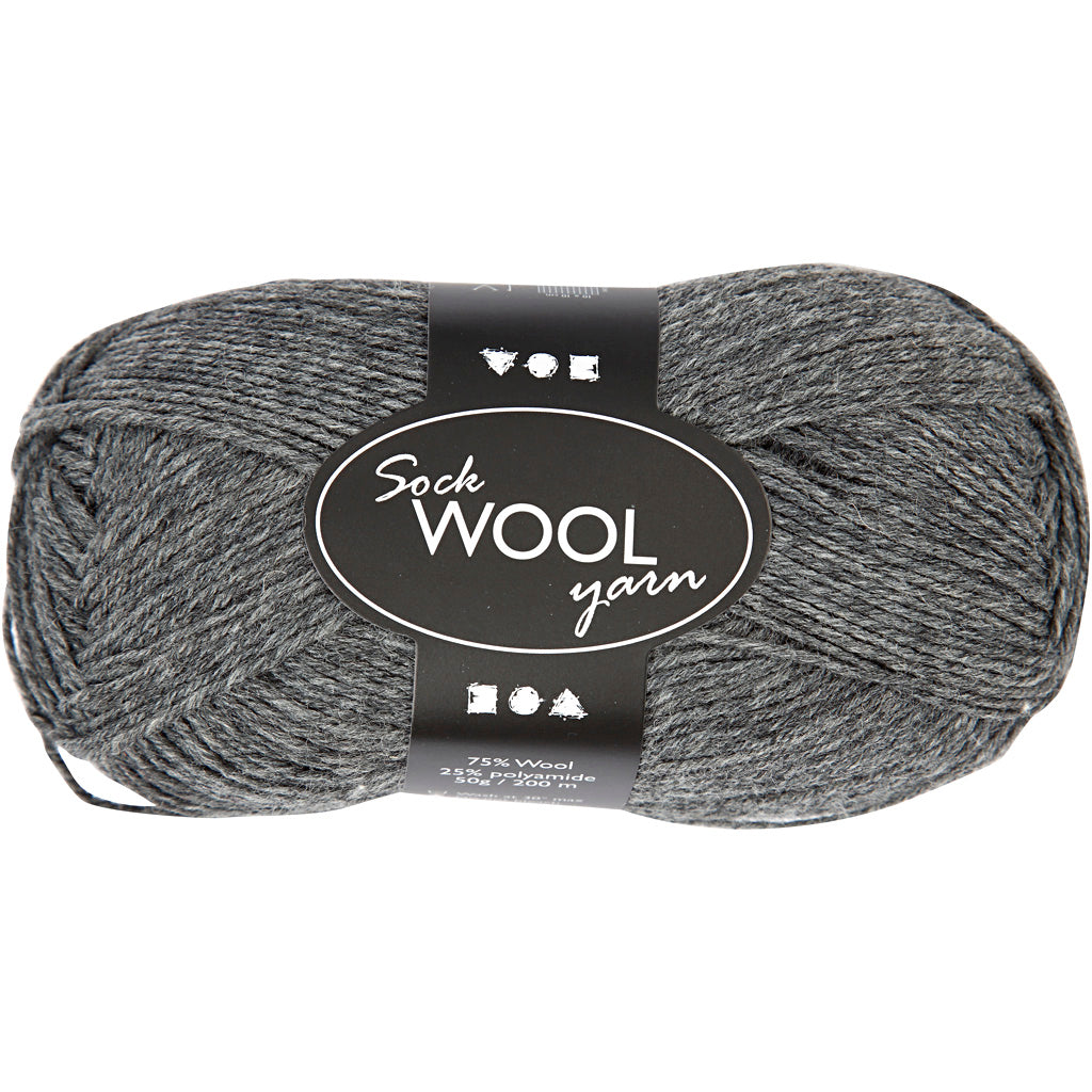 Creativ company sock yarn, length 200 m, dark gray, 50 g, 1 ball