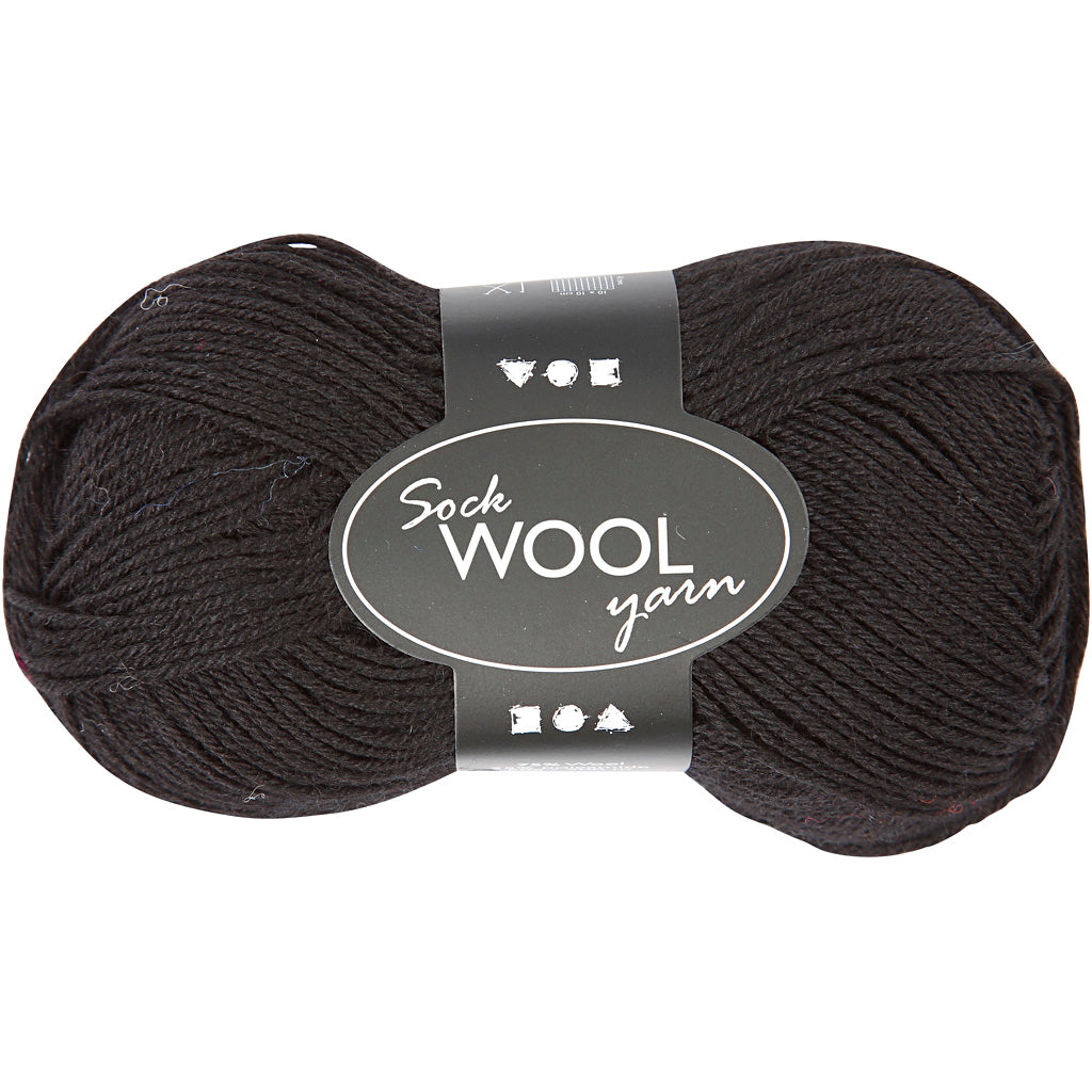Creativ company sock yarn, length 200 m, black, 50 g, 1 ball