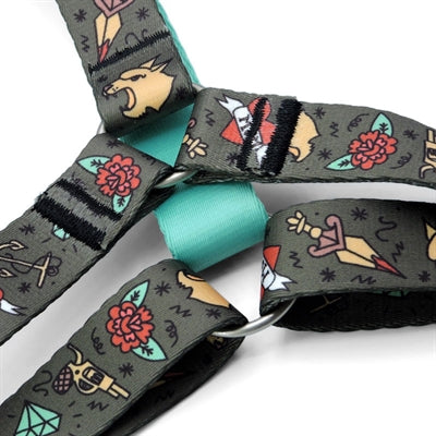 „Morso“ šuns diržai H-Harness perdirbtas rašalo bakas žalia